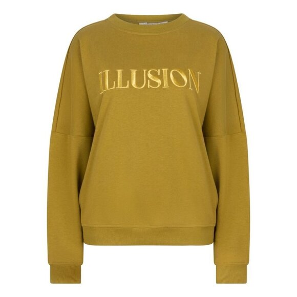 NWT ESQUALO ILLUSION Olive & Gold Embroidered Crewneck Sweater - Picture 7 of 10